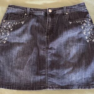 Christopher & Banks Denim Skort with Embroidery Size 14